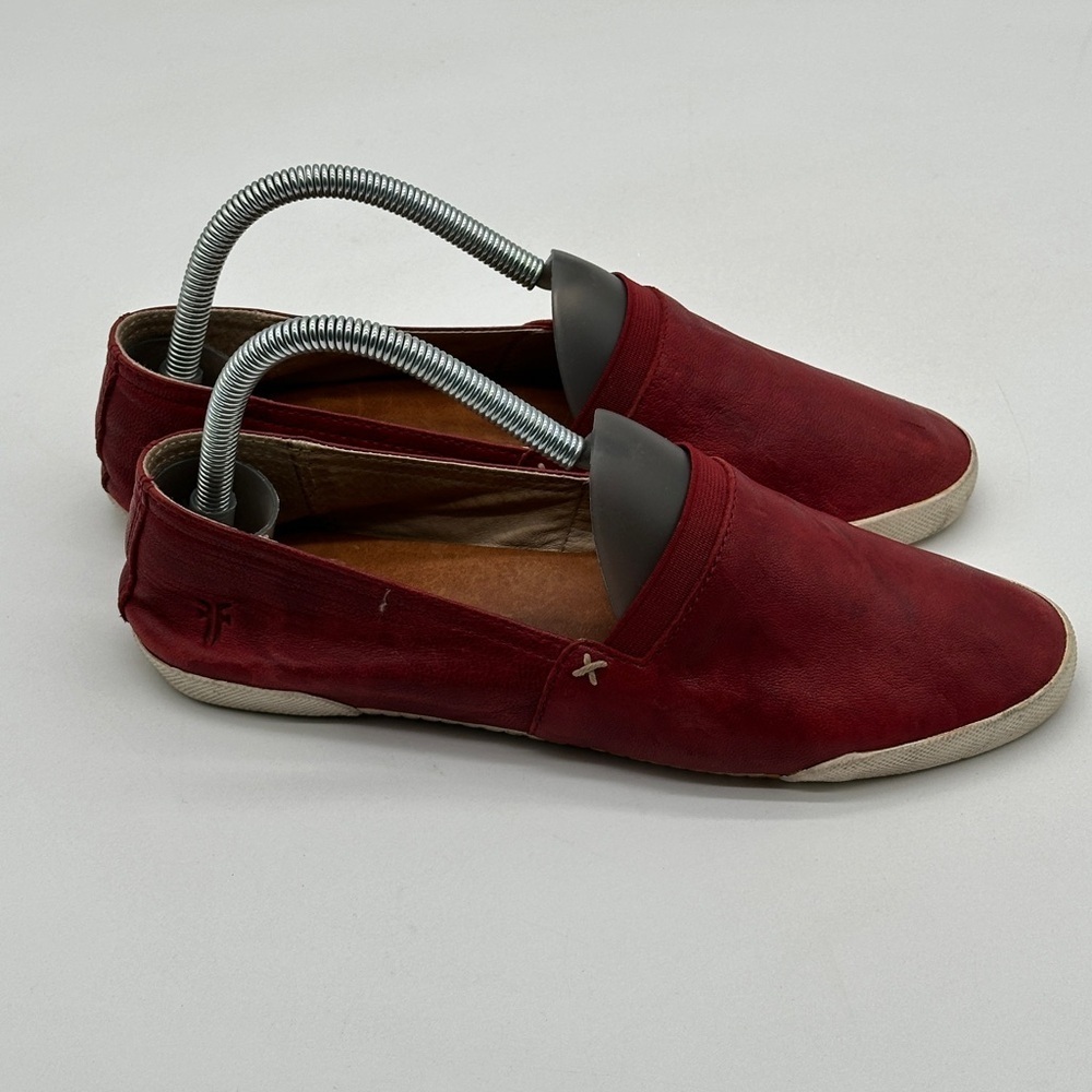 Frye Womens Melanie Slip On Round Toe Sneakers Leather Shoes Red -‎ 7.5 M
